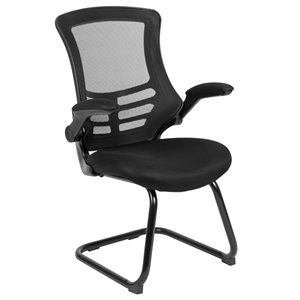 scranton & co contemporary mesh sled office side chair in black