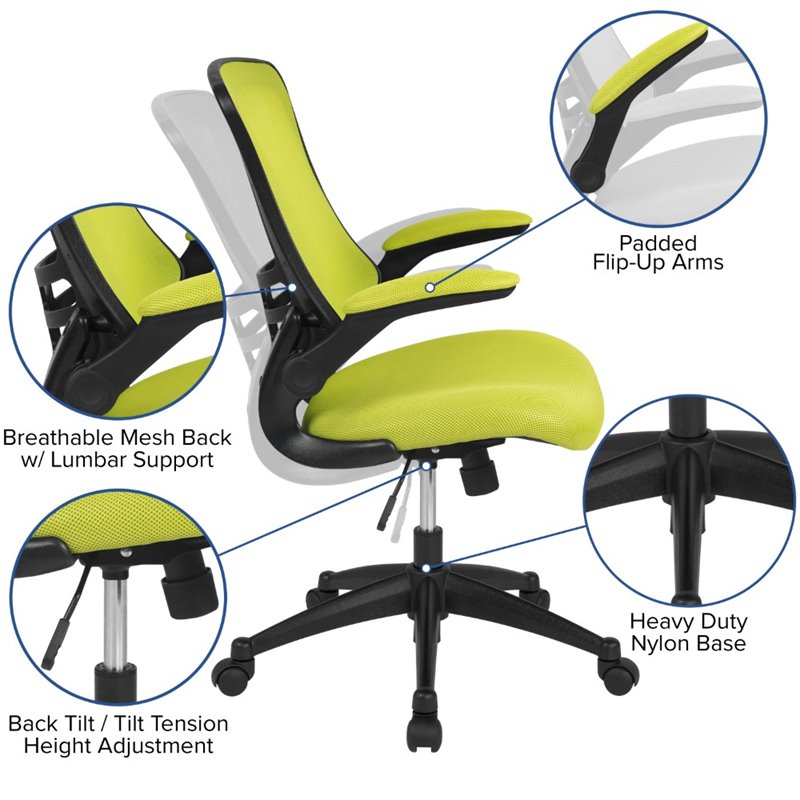 Scranton & Co Modern Mid Back Mesh Office Swivel Chair in Green