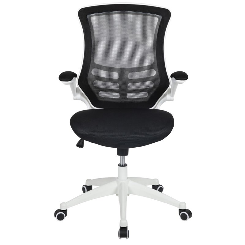 Scranton & Co Mid Back Mesh Office Swivel Chair in Black and White