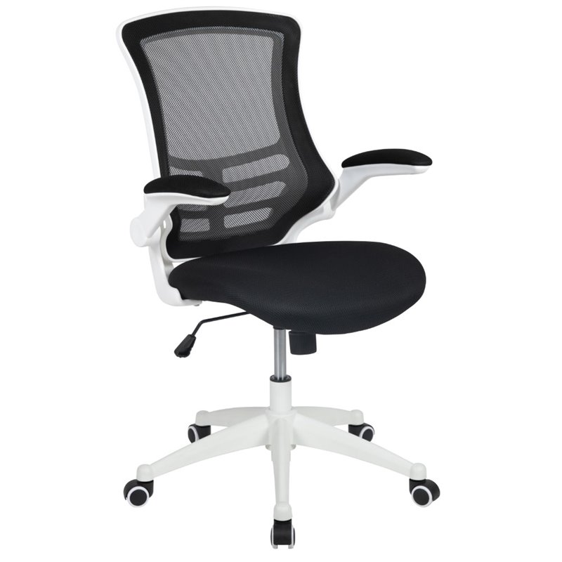 Scranton & Co Mid Back Mesh Office Swivel Chair in Black and White