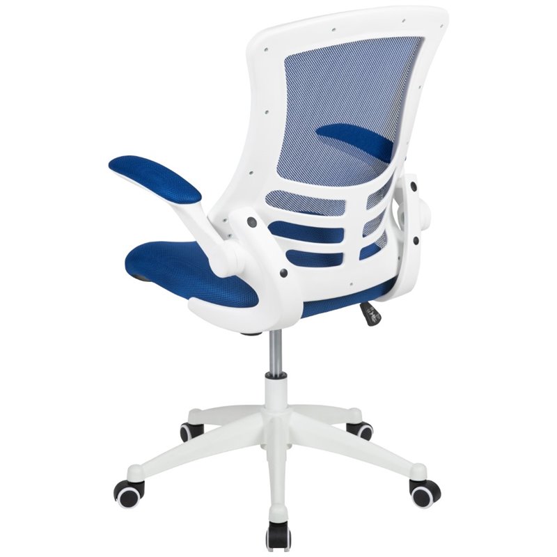 Scranton & Co Mid Back Mesh Office Swivel Chair in Blue and White