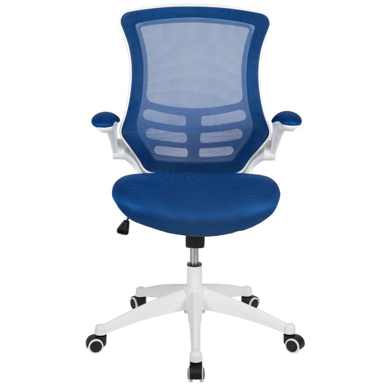 Scranton & Co Mid Back Mesh Office Swivel Chair in Blue and White
