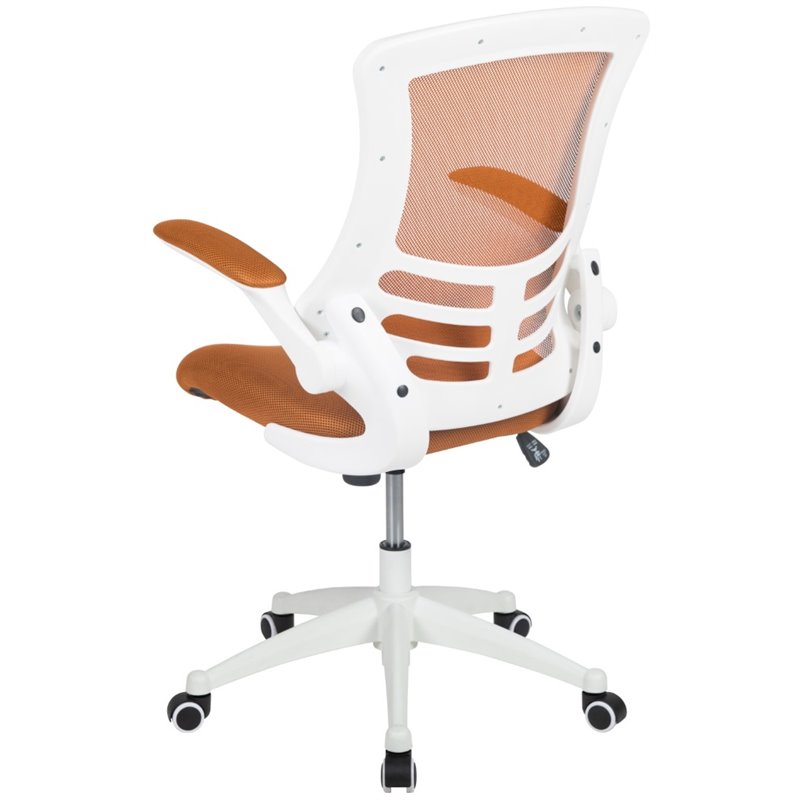 Scranton & Co Mid Back Mesh Office Swivel Chair in Tan and White