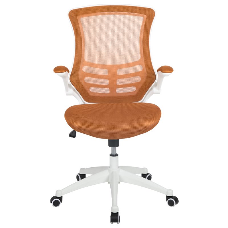 Scranton & Co Mid Back Mesh Office Swivel Chair in Tan and White