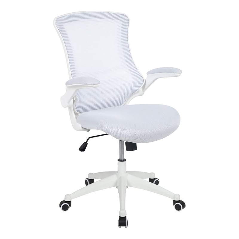 Scranton & Co Contemporary Mesh Fabric Mid Back Swivel Office Chair in White