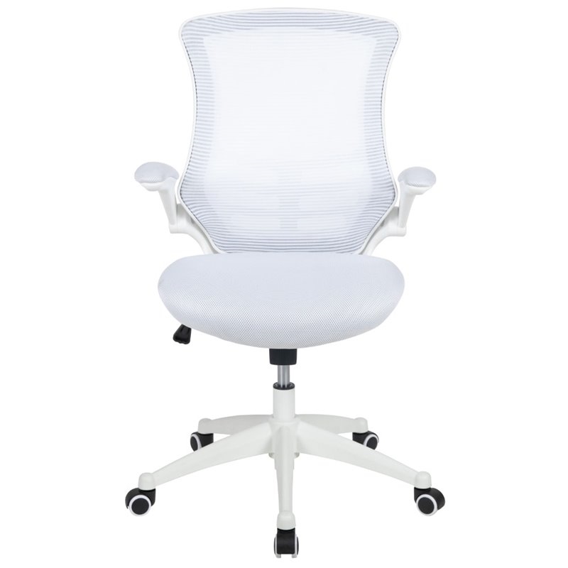 Scranton & Co Contemporary Mesh Fabric Mid Back Swivel Office Chair in White