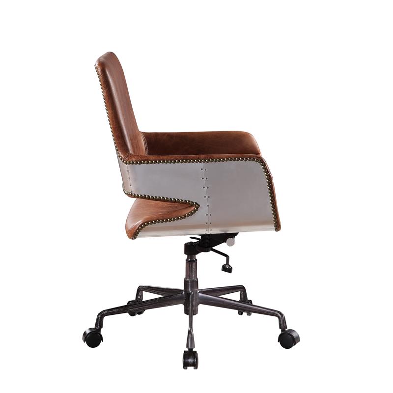 Scranton & Co Executive Office Chair with Lift in Cocoa Top Grain Leather