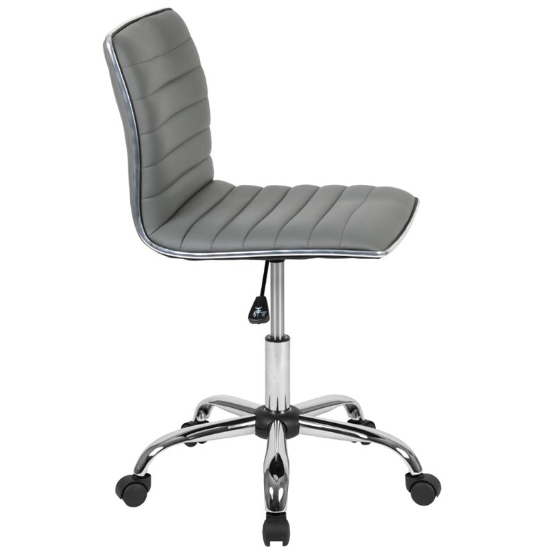 Scranton & Co Low Back Faux Leather Office Swivel Chair in Light Gray
