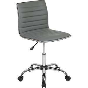 Scranton & Co Low Back Faux Leather Office Swivel Chair in Light Gray