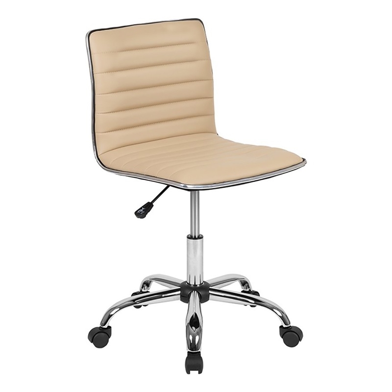 Scranton & Co Contemporary Vinyl Low Back Swivel Office Chair in Tan