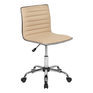 Scranton & Co Contemporary Vinyl Low Back Swivel Office Chair in Tan