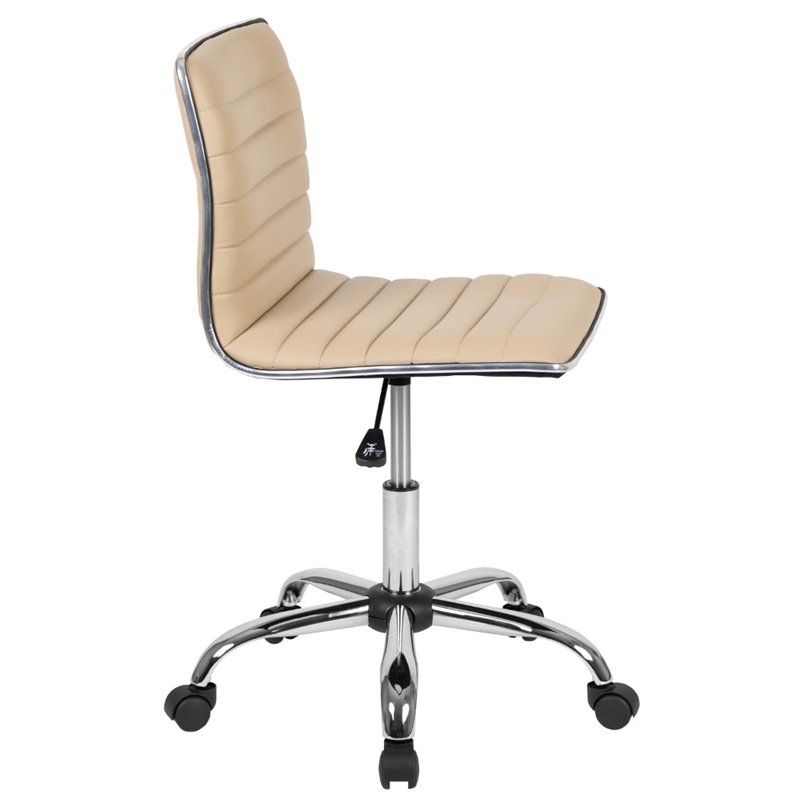 Scranton & Co Contemporary Vinyl Low Back Swivel Office Chair in Tan