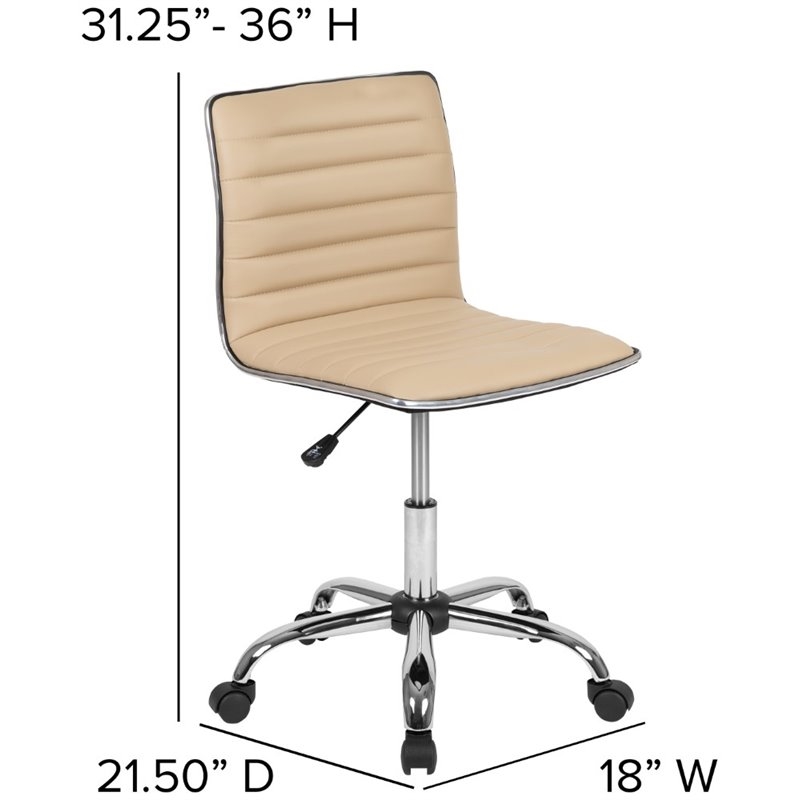 Scranton & Co Contemporary Vinyl Low Back Swivel Office Chair in Tan