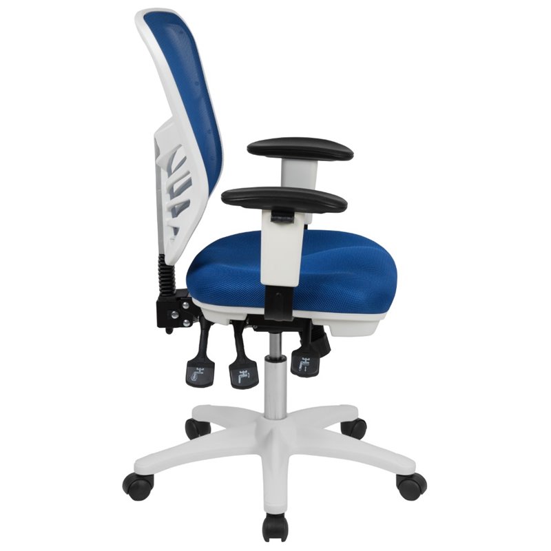 Scranton & Co Mid Back Executive Mesh Office Swivel Chair in Blue and White