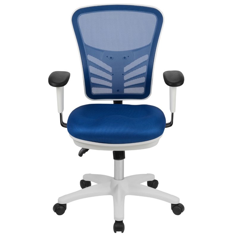 Scranton & Co Mid Back Executive Mesh Office Swivel Chair in Blue and White