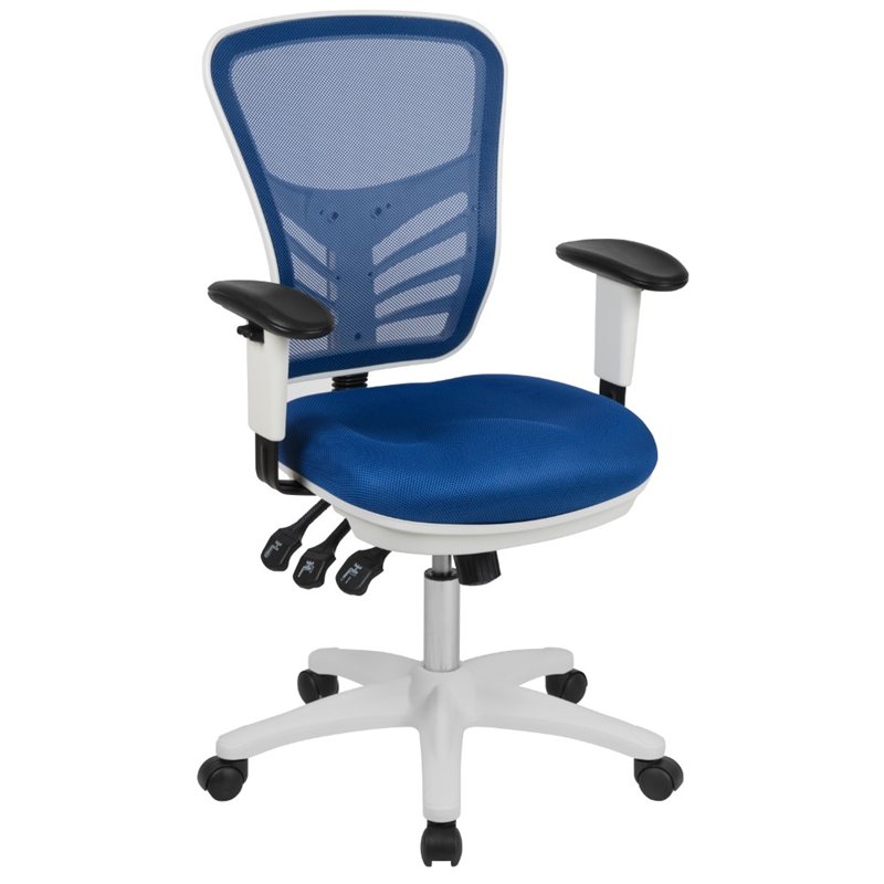 Scranton & Co Mid Back Executive Mesh Office Swivel Chair in Blue and White