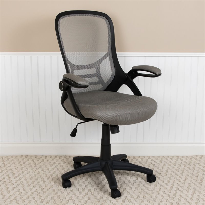 Scranton & Co High-Back Ergonomic Mesh Office Swivel Chair in Light Gray