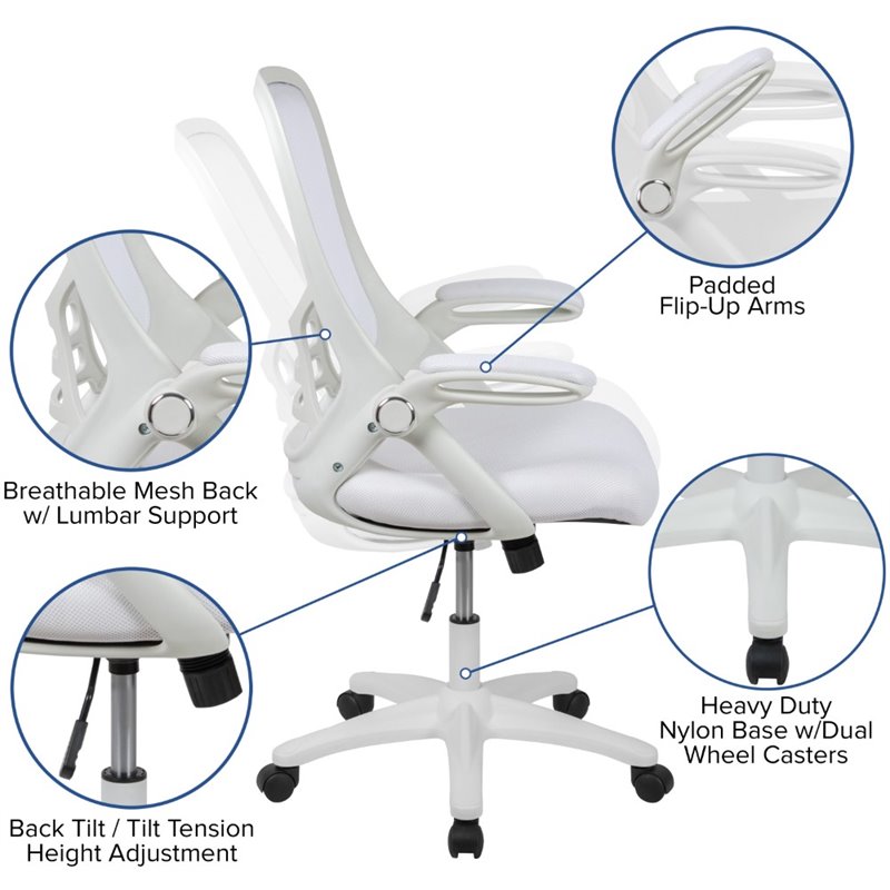 Scranton & Co Mesh White Office Chair High-Back Ergonomic 40.25