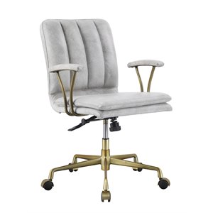 Scranton & Co Chair in Vintage White Top Grain Leather and Chrome