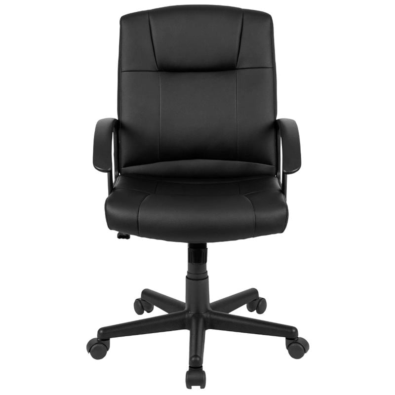 Scranton & Co Contemporary Faux Leather Mid Back Swivel Office Chair in Black
