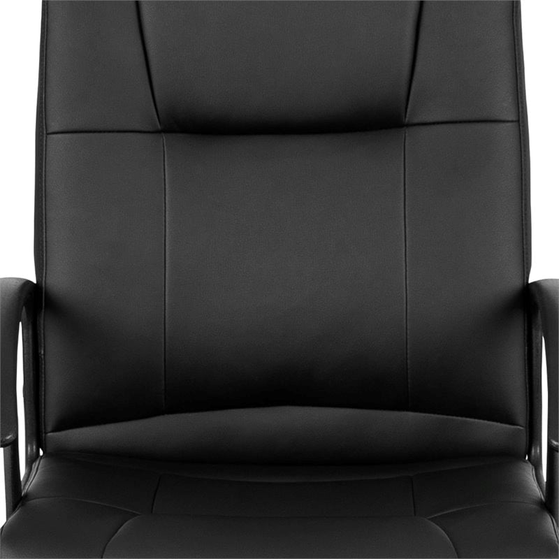 Scranton & Co Contemporary Faux Leather Mid Back Swivel Office Chair in Black