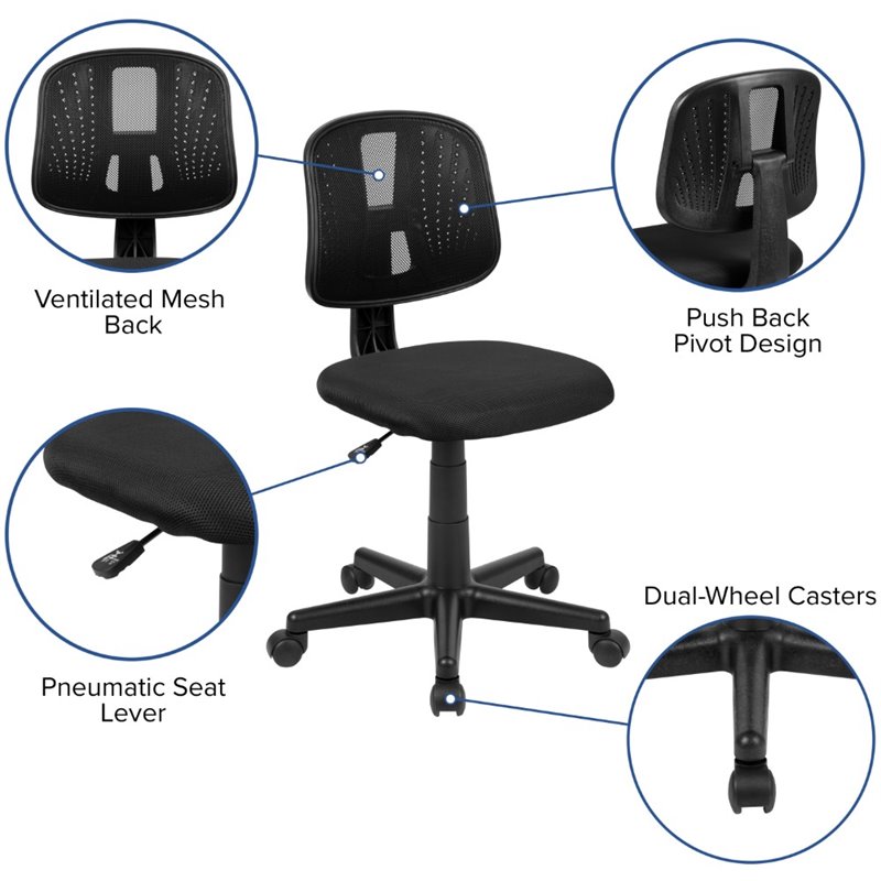 Scranton & Co Modern Pivot Mesh Back Office Swivel Chair in Black