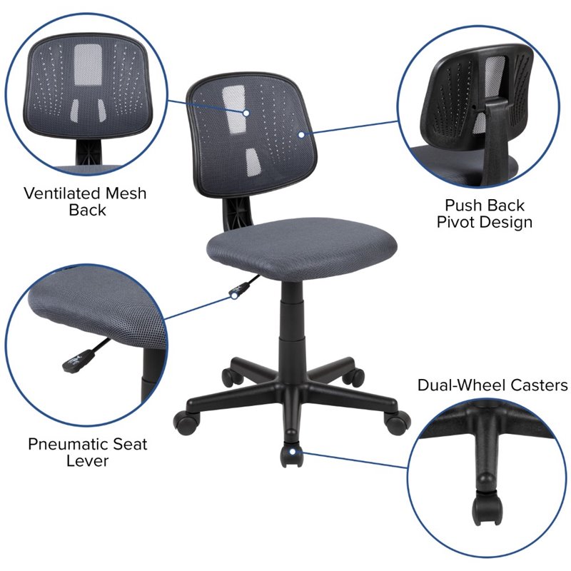 Scranton & Co Modern Pivot Mesh Back Office Swivel Chair in Gray