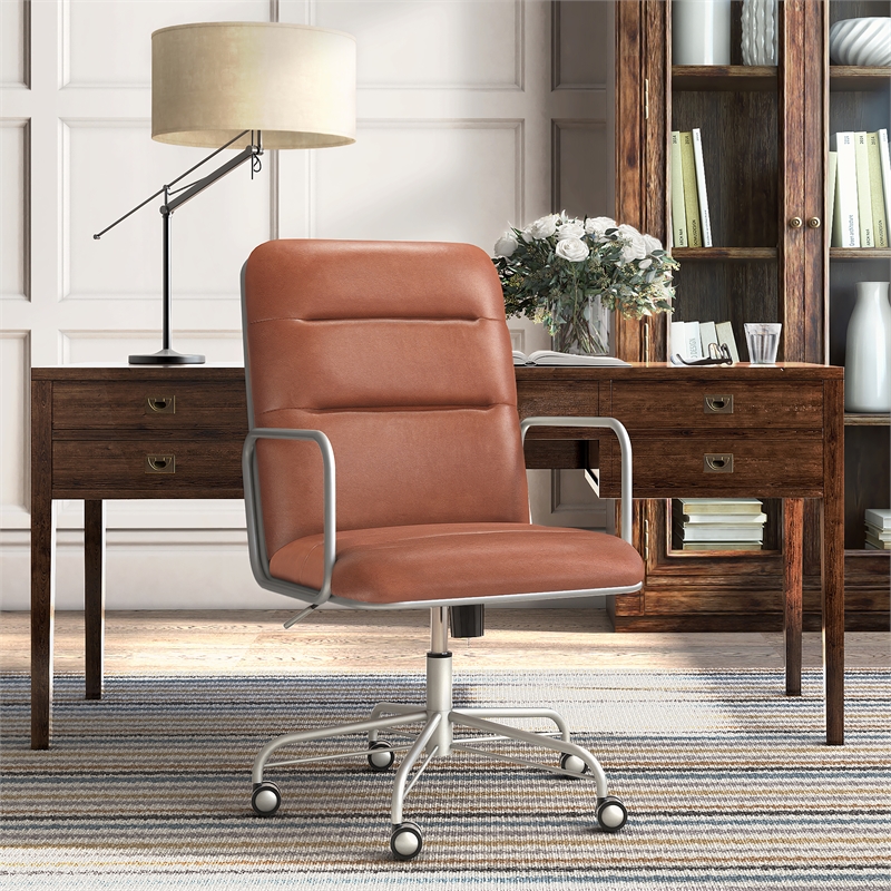 Scranton & Co Modern Executive Leather Desk Chair in Brown