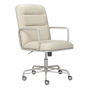 Scranton & Co Modern Faux Leather Executive Desk Office Chair in White