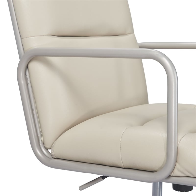 Scranton & Co Modern Faux Leather Executive Desk Office Chair in White