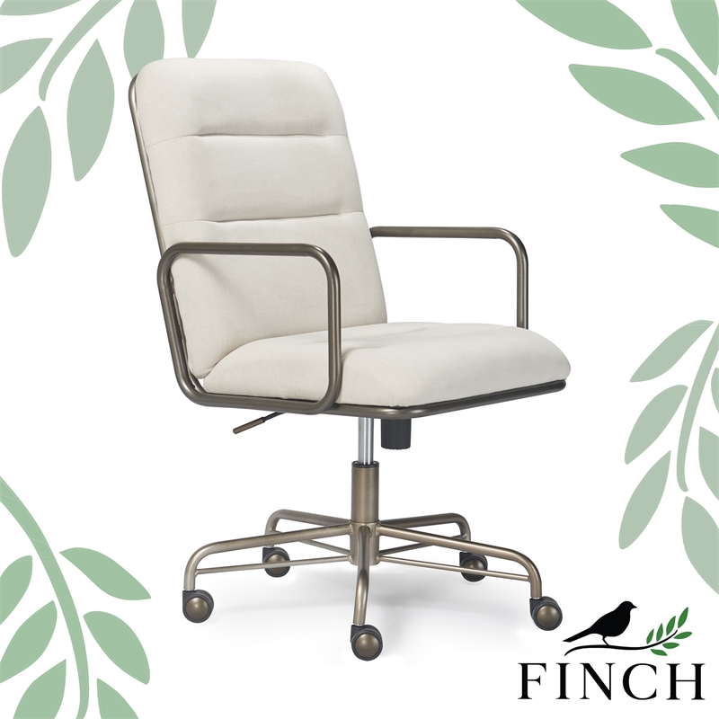 Scranton & Co Modern Executive Fabric Desk Chair in Cream