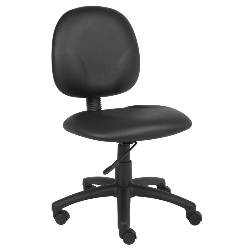 Scranton & Co Faux Leather Upholstered Wide Seat Office Swivel Chair in Black