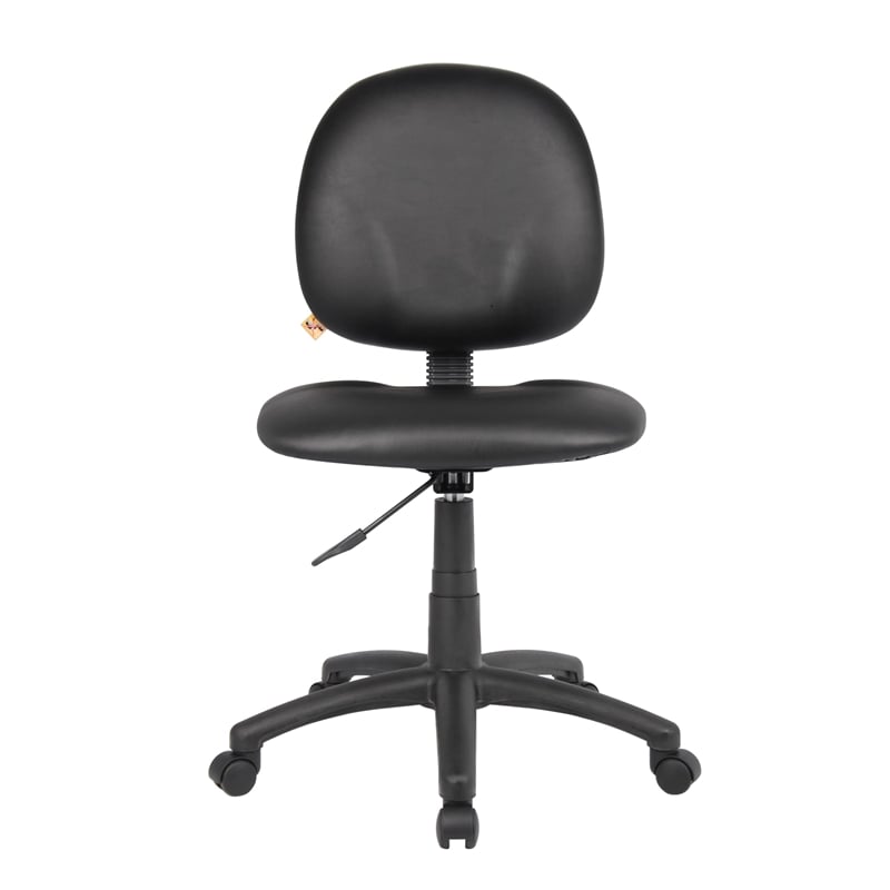 Scranton & Co Faux Leather Upholstered Wide Seat Office Swivel Chair in Black