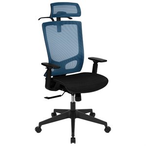 scranton & co high back ergonomic mesh office swivel chair in blue and black