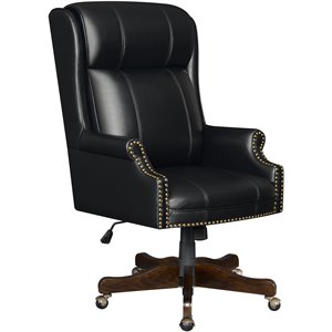 scranton & co upholstered office chair with casters in black and dark cherry