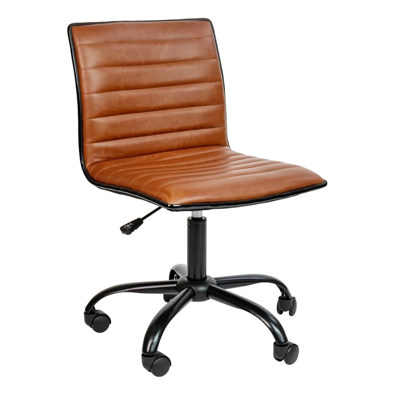 Scranton & Co Contemporary Vinyl Low Back Swivel Office Chair in Brown