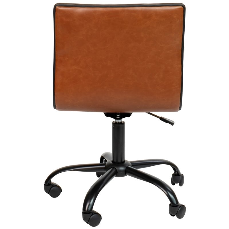 Scranton & Co Contemporary Vinyl Low Back Swivel Office Chair in Brown