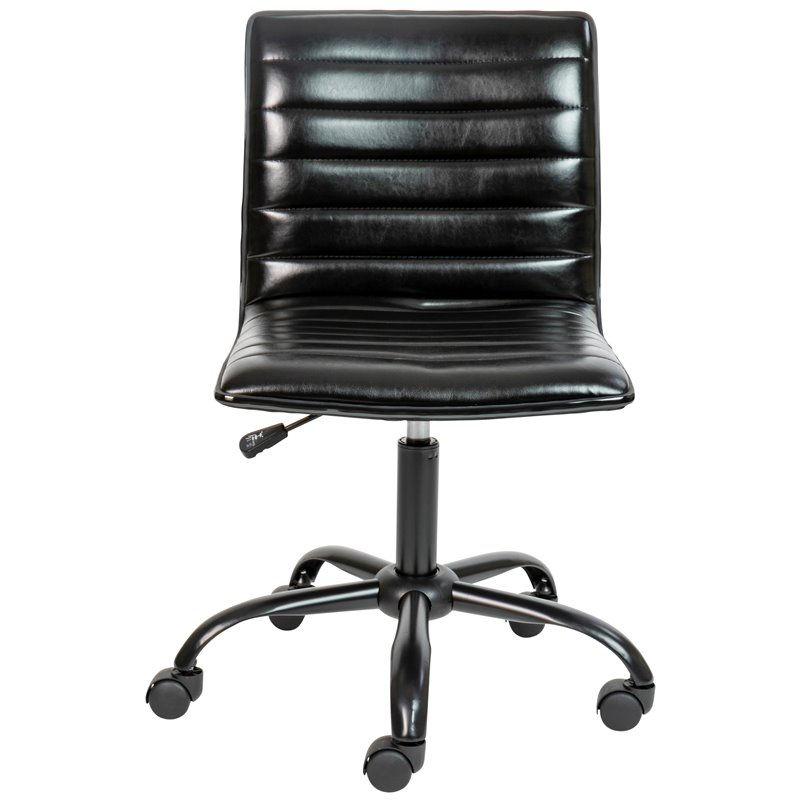 Scranton & Co Faux Leather Low Back Office Swivek Chair in Black