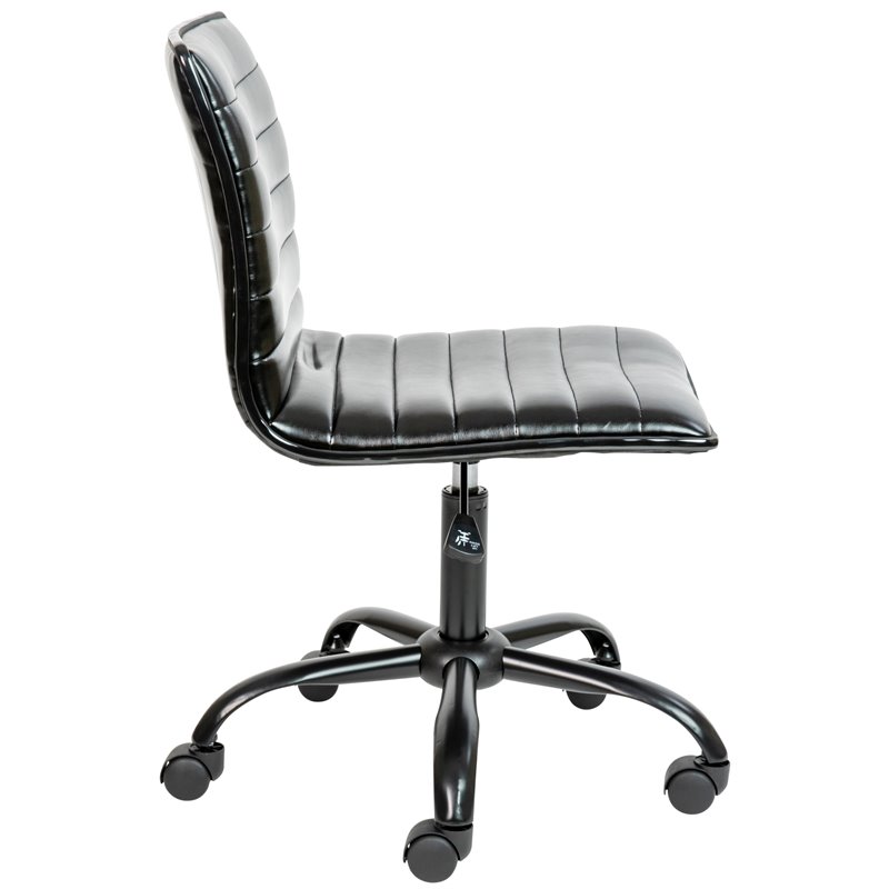 Scranton & Co Faux Leather Low Back Office Swivek Chair in Black