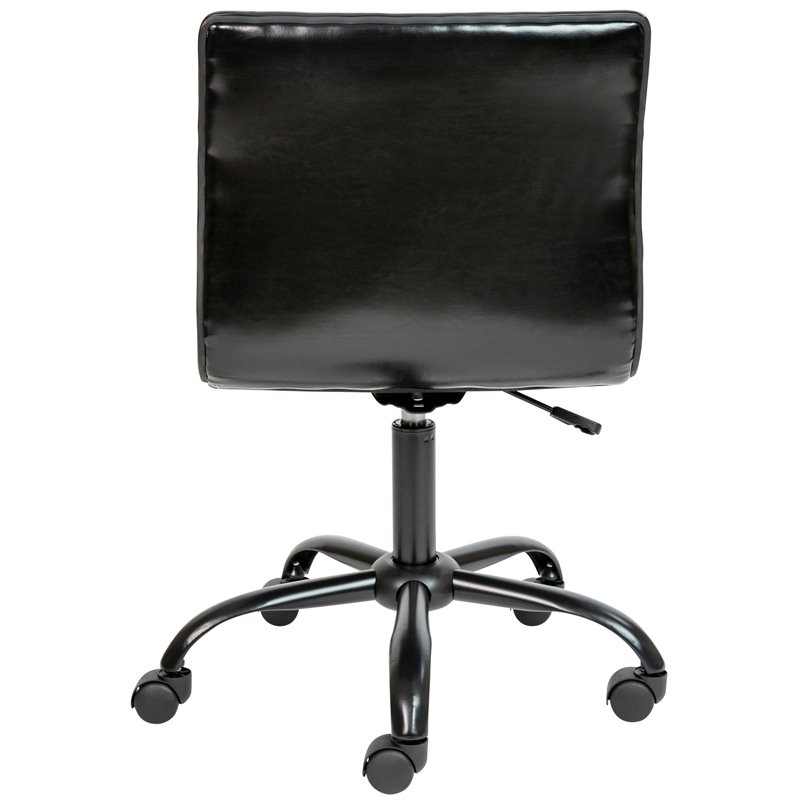 Scranton & Co Faux Leather Low Back Office Swivek Chair in Black