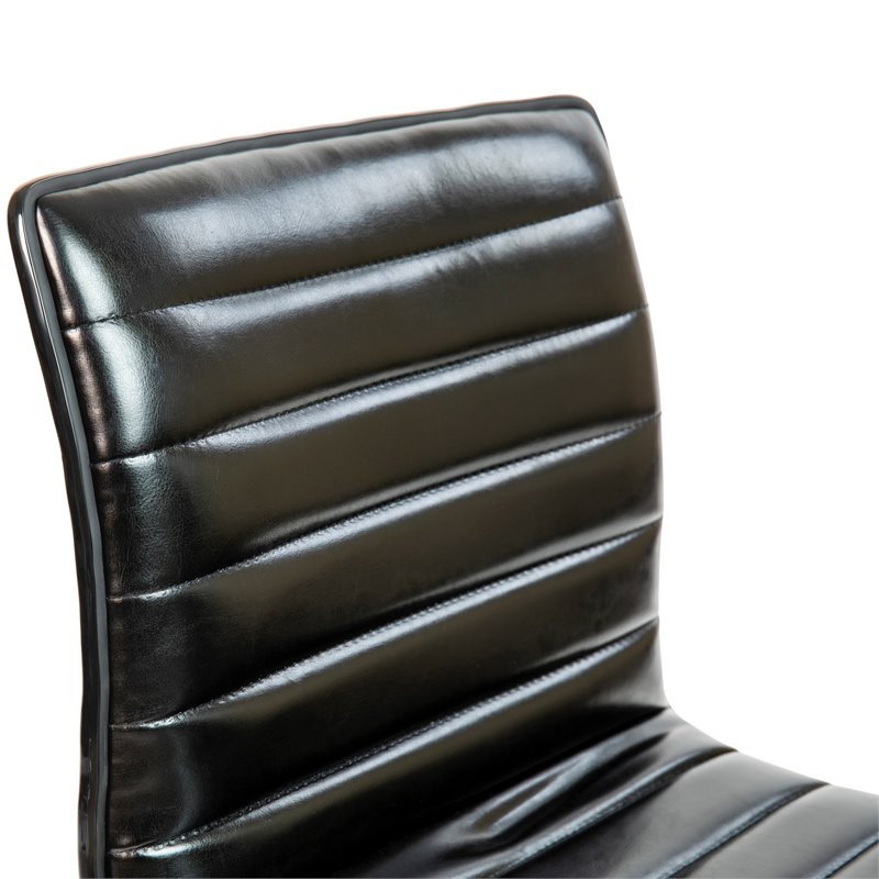 Scranton & Co Faux Leather Low Back Office Swivek Chair in Black