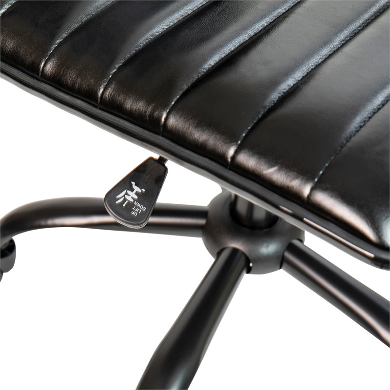 Scranton & Co Faux Leather Low Back Office Swivek Chair in Black