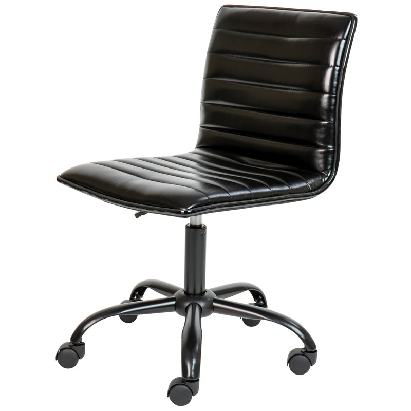 Scranton & Co Faux Leather Low Back Office Swivek Chair in Black