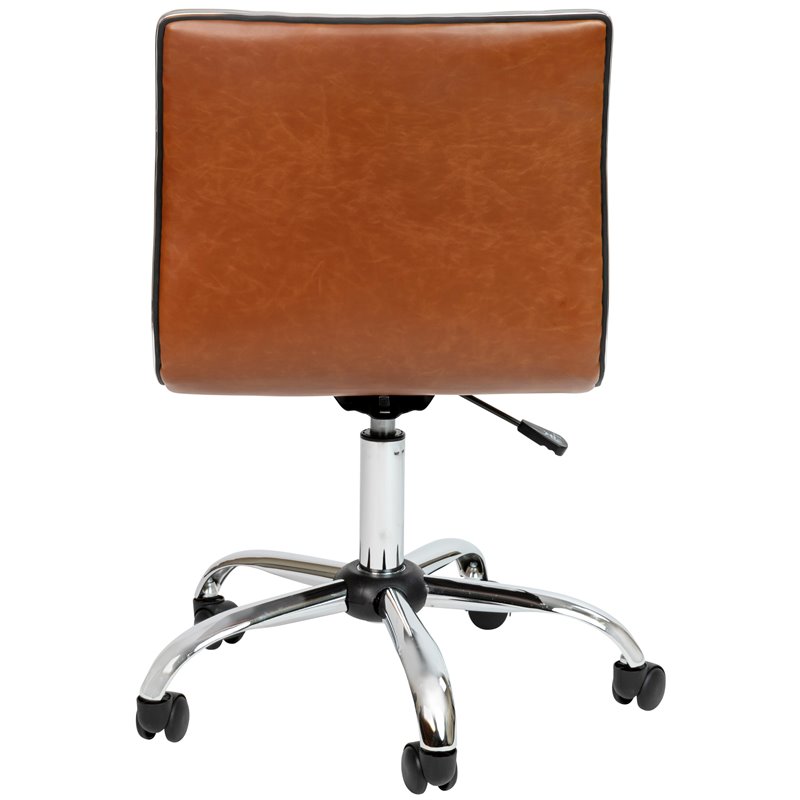 Scranton & Co Faux Leather Low Back Office Swivek Chair in Brown and Chrome