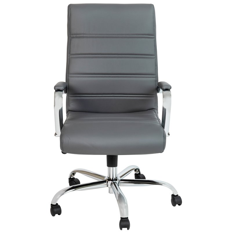 Scranton & Co Contemporary Leather High Back Office Chair in Gray