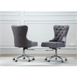 Scranton & Co Modern Velvet Swivel Office Chair with Tufted in Gray