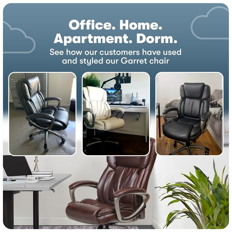 Scranton & Co Traditional Faux Leather Executive Office Chair in Brown