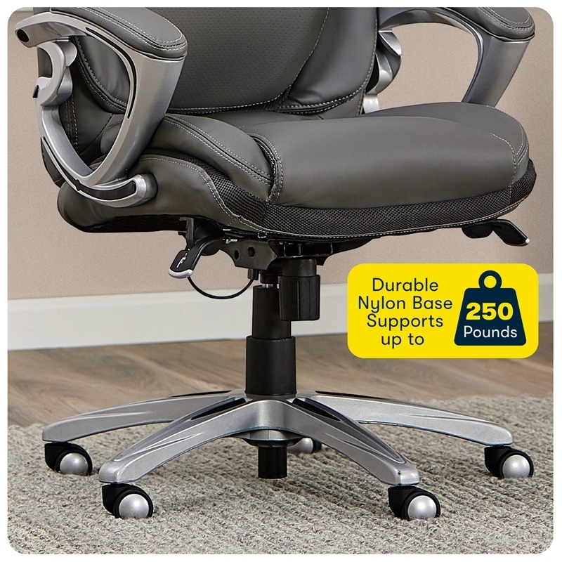 Scranton & Co Faux Leather Executive Office Chair with AIR Technology in Gray