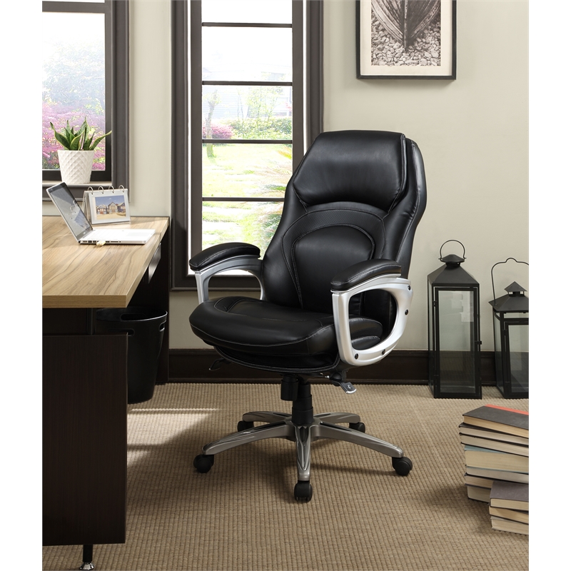 Scranton & Co Executive Office Chair in Black Bonded Leather