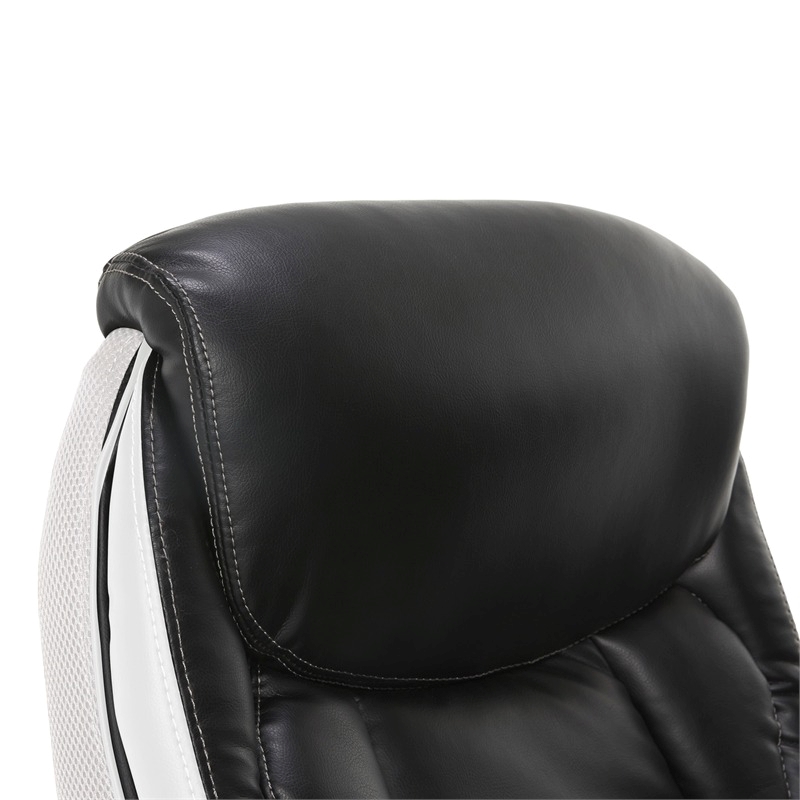 Scranton & Co Traditional Faux Leather Executive Office Chair in Black/White